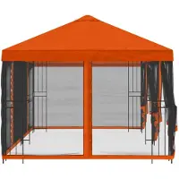 vidaXL Paviljoen met zijwanden, 6 x 3 meter, oranje, polyester en staal