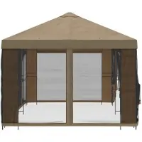vidaXL Tuin gazebo met zijwanden 6 x 3 m Beige Polyester en Staal