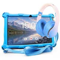 AngelTech Kinderpakket XL - Kindertablet XL + Kinderkoptelefoon - Ouderlijk toezicht - Blauw