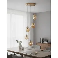 Nova Luce Hanglamp Odelle 5-lichts goud met amber glas