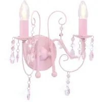 Möbelando Wandlamp met kralen 2 x E14 roze
