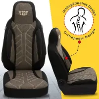 BREMER SITZBEZÜGE Premium Camper stoelhoezen voor Challenger Vany PLKT212 in Zwart/Bruin (2 losse stoelen)