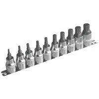 ASTA/SATRA Spline doppen 10 delige set op rail - Veeltanddop bitten set - 12 tand bit
