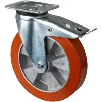 BS Rollen , zwenkbaar, model L620.B90.250 met rem. Diameter: 250 mm. Draagvermogen: 1000 kg. Platte: 135x110 mm. - L620.B90.250