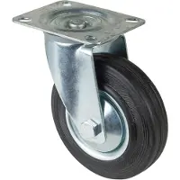BS Rollen Zwenkwiel Wiel Ø 125 mm Draagvermogen 100 kg Massieve rubberen plaat L105xB80 mm