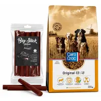 Carocroc Original 12,5 kg met Luna's Choice Big Stick 5 st. Zalm