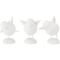 J-Line figuur Vogel Op Voet - polyresin - wit - set van 3