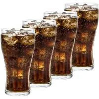 Coca-cola Coca Cola Glazen - Longdrinkglazen Classic - Frisdrankglazen voor feestelijke momenten - Vaatwasserbestendig - Transparant glas - 370 ml - 4 Stuks - Glaswerk - Drankglazen