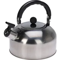 Cookinglife Fluitketel - Waterkoker - Kettle - RVS Zilver/Zwart - Fluitfunctie Ergonomische Handgreep - 2 Liter
