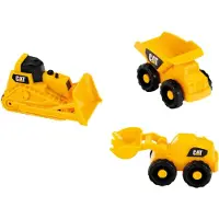 Klein Toys Cat bouwvoertuigen set - kiepvrachtwagen, bulldozer en schepmachine - geel zwart