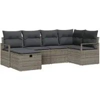 vidaXL Tuinbank Set 6 st Grijs poly rattan