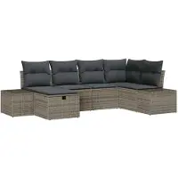 vidaXL Set van 7 tuinmeubels, polyrotan
