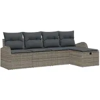 vidaXL Tuinset met 5 zitplaatsen, grijs, polyrotan