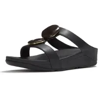 Original Brands Women Fino Marbled-Stone H-Bar Slides Black-Schoenmaat 39