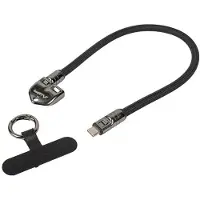 Lanberg USB-C Kabel 240W PD 2-in-1 Sleutelhanger & Lanyard 30cm Zwart