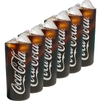 Coca-cola Coca Cola Glazen - Longdrinkglazen Frozen - Frisdrankglazen Zwart - Officiële Coca Cola glazen - Vaatwasserbestendig - Glas - 135 x 61 mm - Glaswerk - Drankglazen - Set van 6