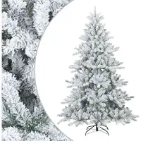vidaXL Kunstkerstboom met Scharnier en Sneeuw Vilt Wit 210 cm