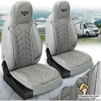 BREMER SITZBEZÜGE Premium Camper stoelhoezen voor Dethleffs Yoka Go DPL508 in Grijs (2 losse stoelen)