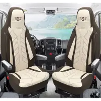 BREMER SITZBEZÜGE Premium Camper stoelhoezen voor LMC Tourer Lift PLKT210 in Bruin/Beige (2 losse stoelen)