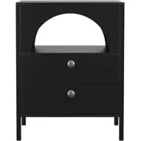 STILVORA Nachtkastje 45x40x58 cm – Modern Design – 2 Lades En Open Vak Voor Opbergen – Voor Slaapkamer Woonkamer Hal – MDF – Zwart