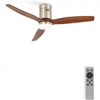 Create - Plafondventilator 40W silent Ø132 cm - Met Verlichting drie temperaturen - Met Afstandsbediening - 6 Snelheden - Timer - Zomer/Winter functie - Níkkel - WIND CALM