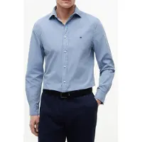 Tommy Hilfiger Regular Fit Washed Poplin Shirt Brisk Blue Maat: M | Casual Overhemden Outlet | Heren | Blauw