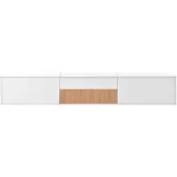MODFU TV-Meubel - Uitschuifbare Projectorplank - Minimalistisch - Woonkamer - Spaanplaat - Wit - 180 X 34 X 30 Cm