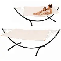 AMANKA Dubbele Hangmat met Frame tot 120kg - 300x100 Metalen Tuin Standaard - Hangmat voor 2 Personen