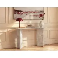 Vente-unique Sidetable - Witte marmereffect - TOPANIA