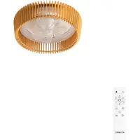 Create - Plafondventilator 20W stil Ø58cm richtingsschoepen met LED verlichting - Wit / Licht hout - WIND CRAFT
