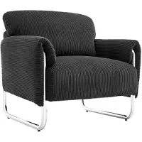 Sweeek Vintage fauteuil van corduroy met chromen frame Antraciet