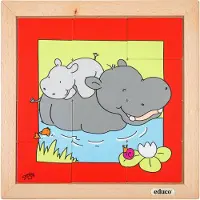 Educo Dierenpuzzel Moeder en kind - Nijlpaard - 12 stukjes -