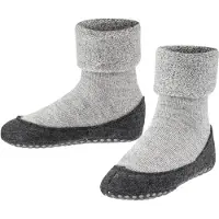 Falke Cosyshoe Teens Noppen op de zool wol huissokken kinderen grijs - maat 31-32