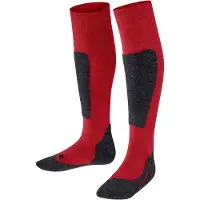 Falke Active Ski skiën anatomische pluche zool merinowol wintersportsokken kinderen rood - Maat 35-38