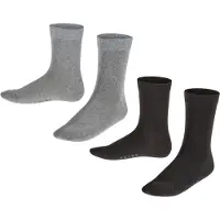 Falke Happy sokken - zwart/grijs (set van 2) Meisjes Katoen Effen - maat 27-30
