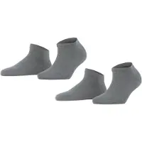 Falke Happy 2-Pack kort eenkleurig katoen multipack sneakersokken enkelsokken dames grijs - maat 35-38