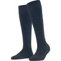 Falke Family lang eenkleurig katoen kniekousen dames blauw - maat 39-42