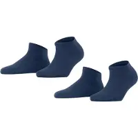 Falke Happy 2-Pack kort eenkleurig katoen multipack sneakersokken enkelsokken dames blauw - maat 35-38