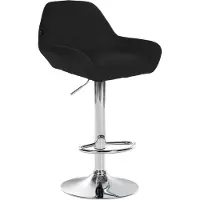 CLP barkruk, in hoogte verstelbaar, model Braga. Bekleding: stof, met rugleuning. Kleur: zwart. Frame: chroom
