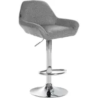 CLP barkruk, in hoogte verstelbaar, model Braga. Bekleding: stof, met rugleuning. Kleur: grijs. Frame: chroom
