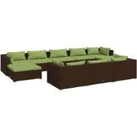 vidaXL 9-delige Loungeset met kussens poly rattan bruin