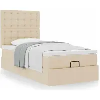 vidaXL Ottoman bed met matras 90x190cm stof crèmekleurig