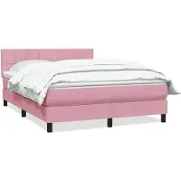 vidaXL Boxspring met matras fluweel roze 140x220 cm