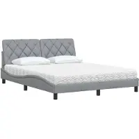 vidaXL Bed met matras stof lichtgrijs 160x200 cm