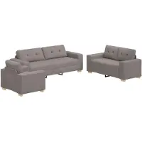 vidaXL Bank 3 st Taupe Linnenmix Stoffen