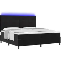 vidaXL LED boxspringbed met hoofdeinde, zwart, 200 x 200 cm, fluweel