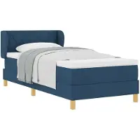 vidaXL Boxspring bed met hoofdeinde Blauw 90 x 200 cm Stof