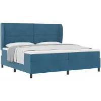 vidaXL Boxspring bed met hoofdeinde Donkerblauw 200 x 200 cm Fluweel