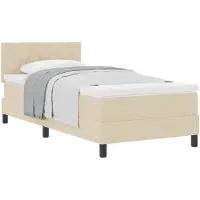 vidaXL Boxspring bed met hoofdeinde Crème 100 x 200 cm Stof