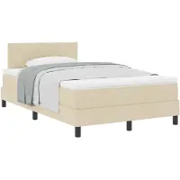 vidaXL Boxspring bed met kussen met hoofdeinde Crème 120 x 190 cm Stof